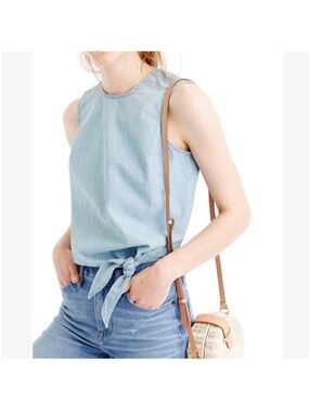 J. Crew Blue Chambray Sleeveless Tie Waist Top BNWT size 4